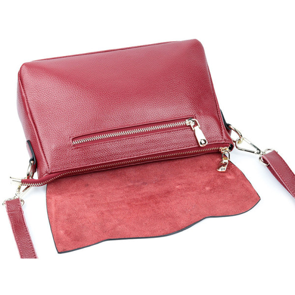 Kvinnor Läderhandväska First Layer Cattlehide Mode Bärbar Crossbody-väska i äkta läder Wine Red