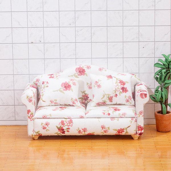 Pienoishuonekalut Lelunuket Talo Tee-se-itse-sisustustarvikkeet Mini 1:12 kukkasohva, kolmiosainen set Single sofa
