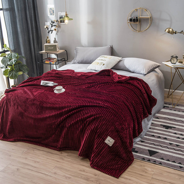 Ensfarvet Milk Velvet Blanket Office Nap Blanket Gavetæppe Milk Velvet Blanket Wine Red 180*200cm