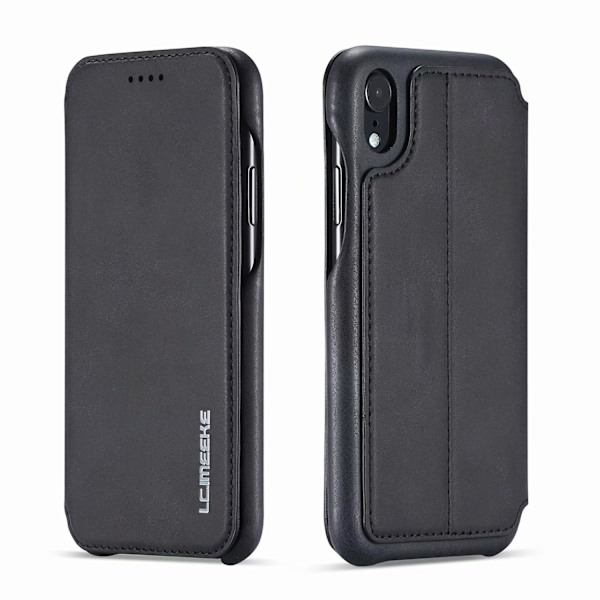 Etui til iPhone 14 sort Honggu kortslot flip læder