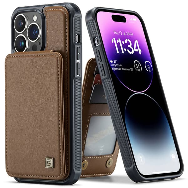 Etui til iPhone 16 Pro brun kortholder læder bagside