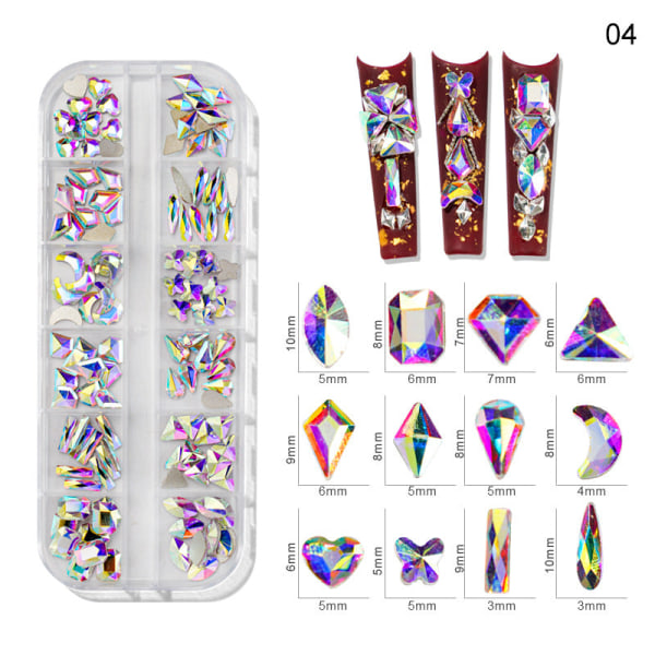 Kynsikoristeet Nail Art Uusi tuote Nail Beauty Fancy Shape Diamonds AB Värikäs NDO-512-04