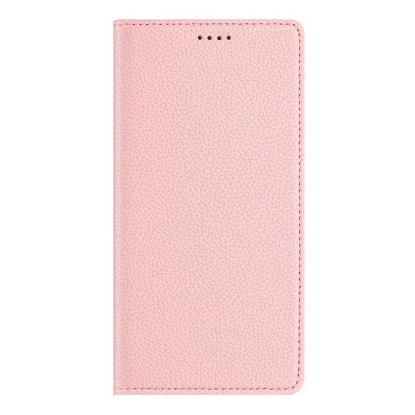 Fodral för iPhone15 6.1 rosa solid lycheemönster multi-kort läder magnetisk plånbok japansk a