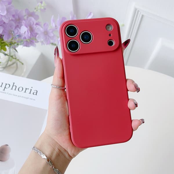 Kotelo iPhone 17 Pro Magic Cube Liquid Camellia Red Magic Cube Liquid Silicone Full -puhelimelle