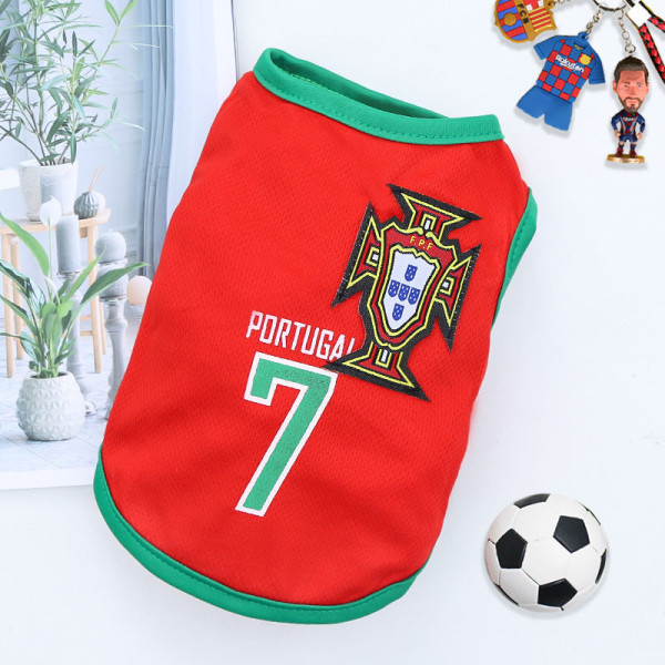 Kæledyrstøj Hunde Golden Retriever Sommer Mesh vest VM Ball Uniform Basketballtøj No. Red 7 Portugal 2xl