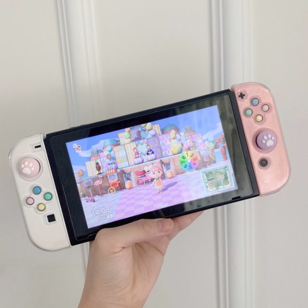 Nintendo Switch Button NS:n läpinäkyvä kristallipainike Tytön sydänpurske on purettava White