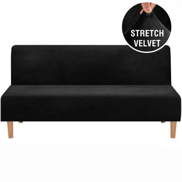 Sofastoltrekk Elastisk fortykket Silver Fox Velvet Sofa Madrasstrekk Black One piece set