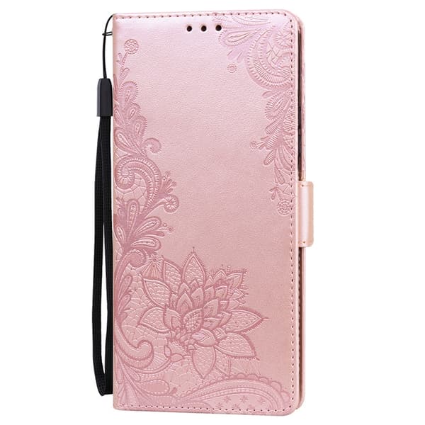 Fodral för iPhone 13 Pro Roséguld Präglat Spetsläderfodral Präglat