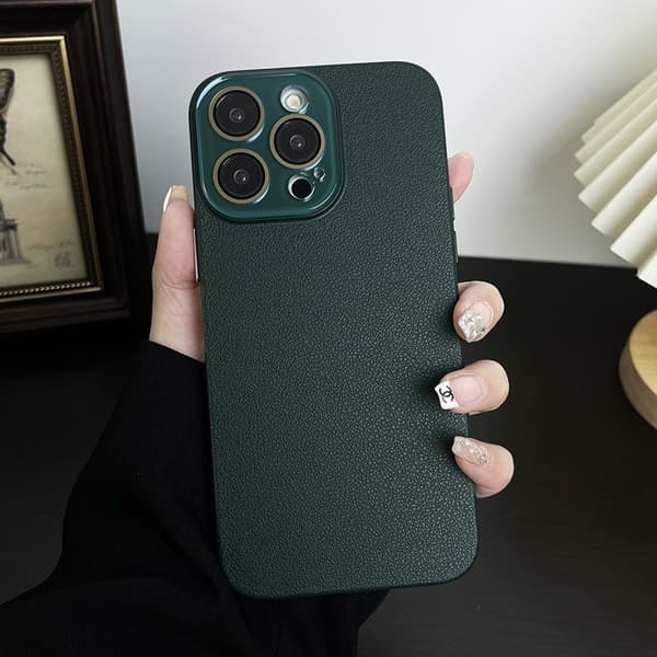 Etui til iPhone 14 Emerald Lychee Tekstur Hudfølelse Krystallfin Pore Hard