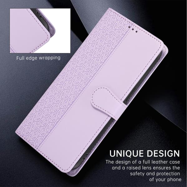 Etui til iPhone 13 lilla solid preget mote kortholder multifunksjonell