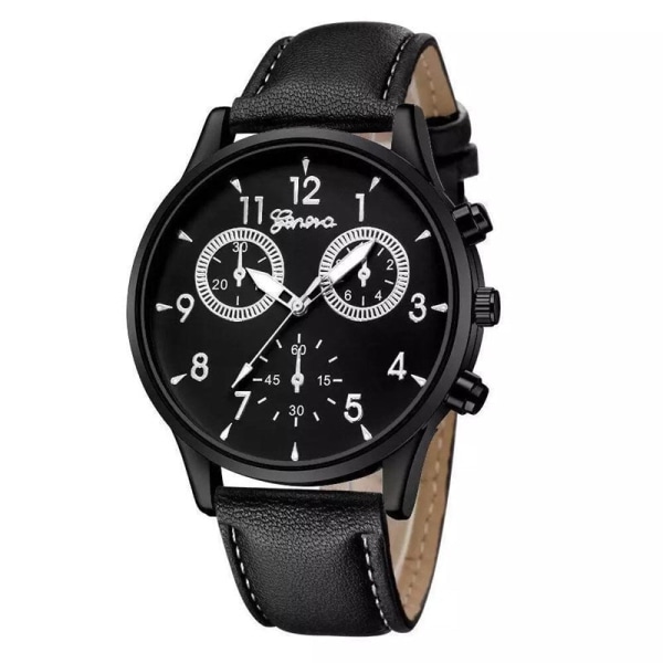 Herreklokker Quartz Watch Enkel Casual Belte Watch Gift Black belt with black