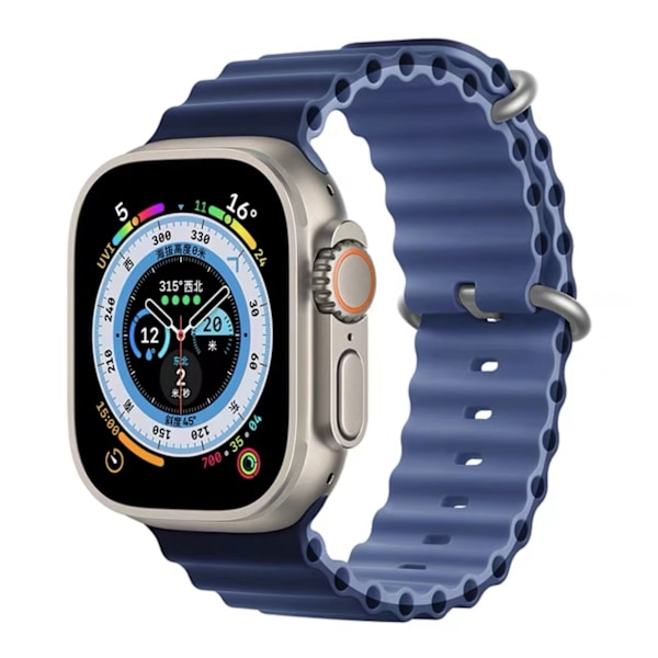 Urrem til Apple Watch iWatch 42-49mm sort æske Mørk og lys marineblå