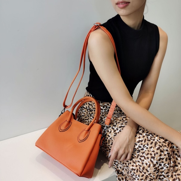 Kvinner Leather Handbag topp Layer skinn mote bøtte stor kapasitet håndveske corssbody bag Brown