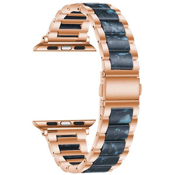 Klockarmband för Apple Watch iWatch 38-40-41MM Roséguld + Kungsblå Resin