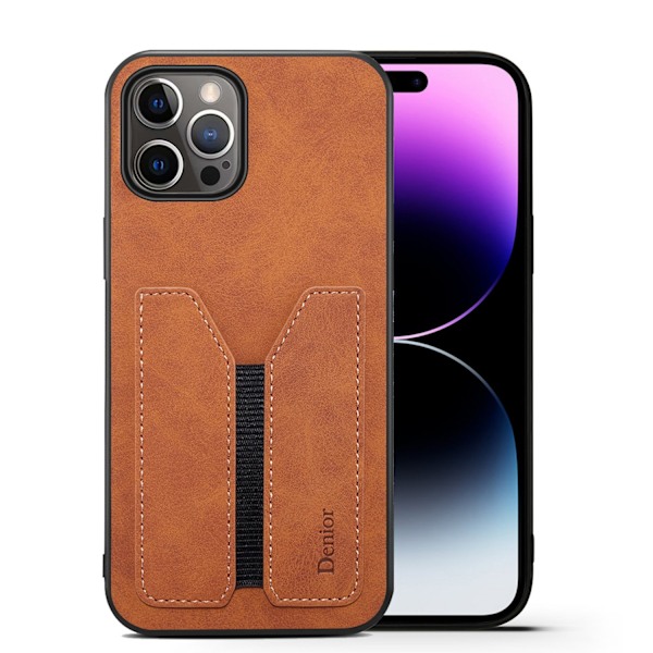 Fodral för iPhone 14 Pro Max brun kortplats elastisk full multi-kort anti-fall