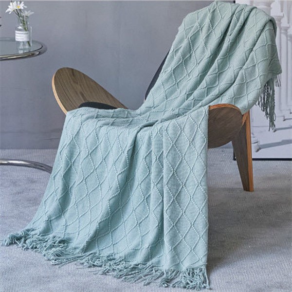 Cover Peitto Neulottu Peitto Homestay Hotel Bed Runner Peitto Sängynpeitto Nap-peitto Lotus Leaf Green 130*230cm