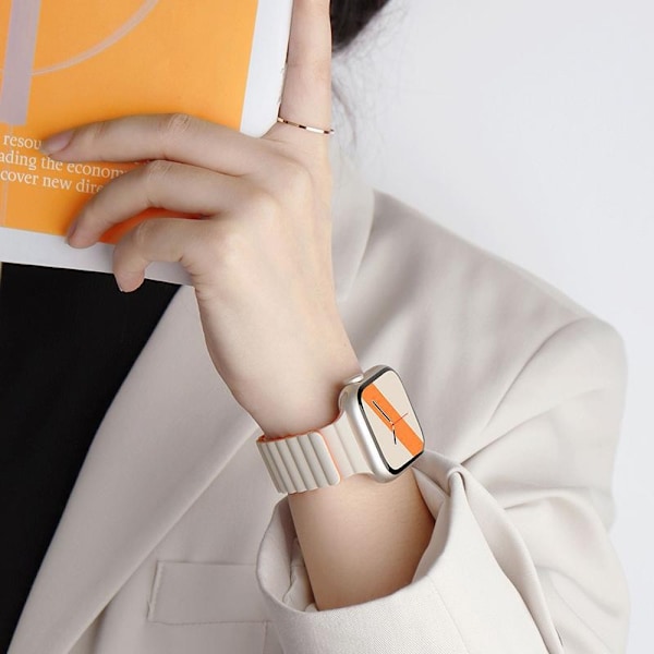 Kellon ranneke Apple Watch iWatch S10 42mm:lle, suosittu väri Tähtiloiste oranssilla