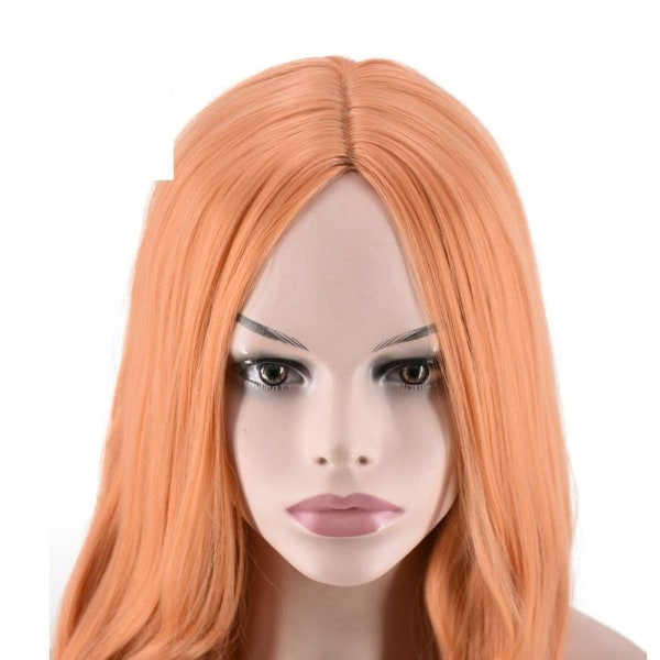 Kvinner parykk Middels langt krøllete hår Big Wave ensfarget hodedeksel W170