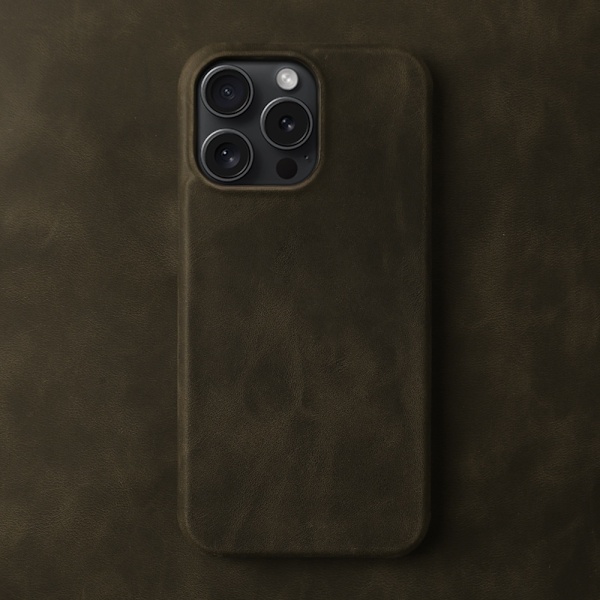 Fodral för iPhone 13 Crazy Horse Läder Mörkbrun Korn Anti fall