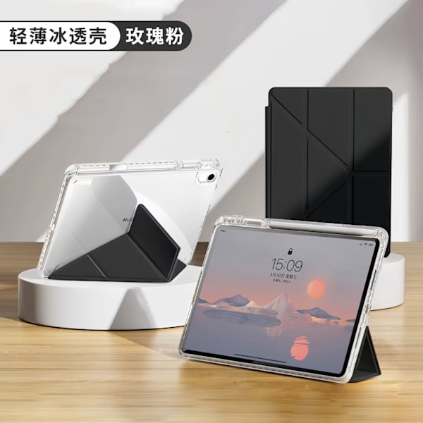 Etui til iPad mini6/mini7 8.3\" klassisk sort bælte foldbart transparent