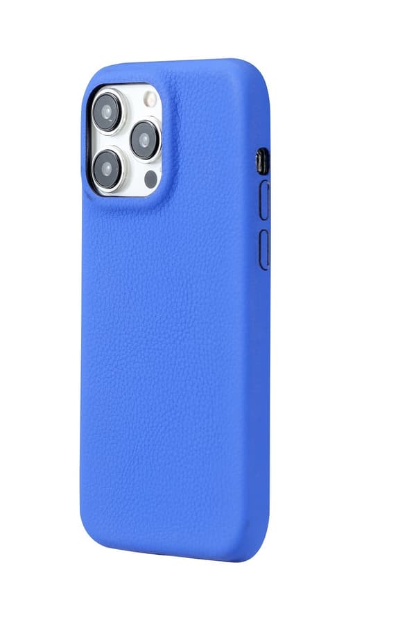 Etui til iPhone 14pro mørkeblå solid litchi-mønster fuld bagside fire sider japansk stil