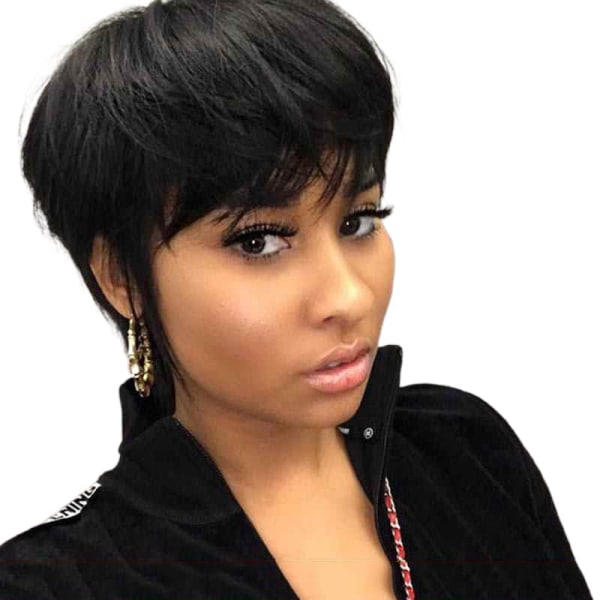 Kvinder paryk Mode Monokrom Kort lige hår Bob Haircut W81 Black