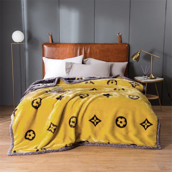 Klass A Raschel förtjockad varm filt Flanell Coral Fleece filt filt Spring flowers bloom-yellow 150 * 200cm