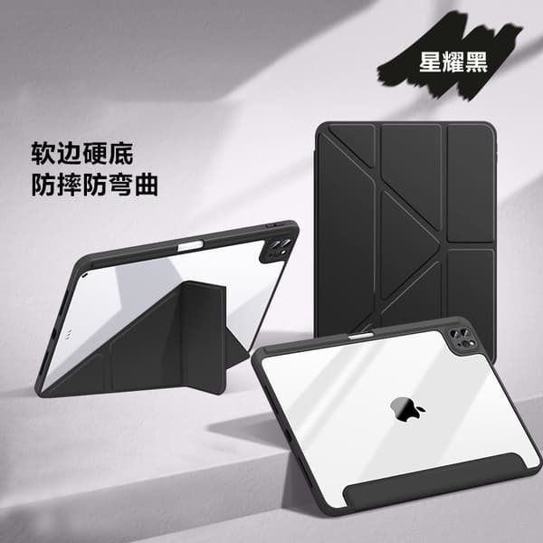 Etui til iPad mini 6/7 8.3\" cool sort bund transparent foldbart læder