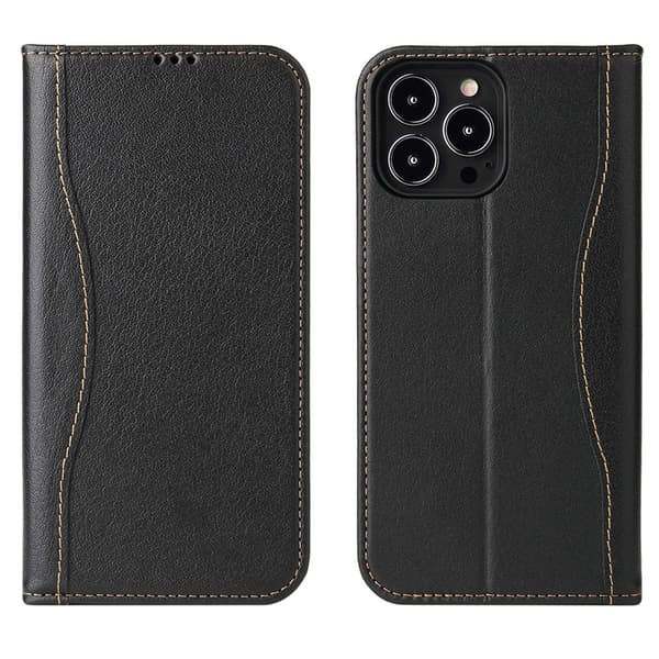 Fodral för iPhone16pro svart läderplånbok