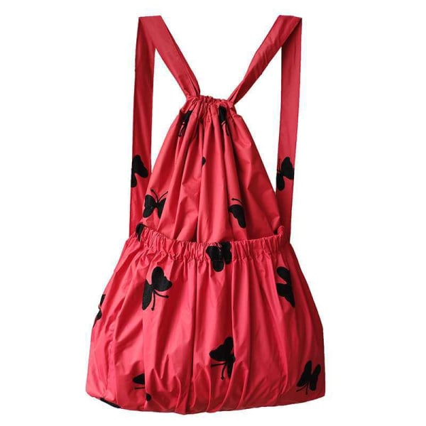 Kvinner jente ryggsekk skulderveske skoleveske Snøring Lomme Stor Lett Floral Nasjonal reiseveske Shopping Red Black Butterfly