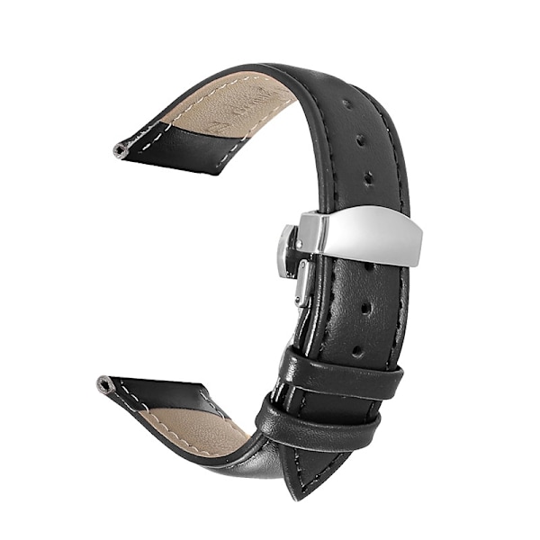 Urrem til Apple Watch iWatch til 38-40-41mm s10-42mm EC-nålemønster sort-sølv sommerfugl spænde