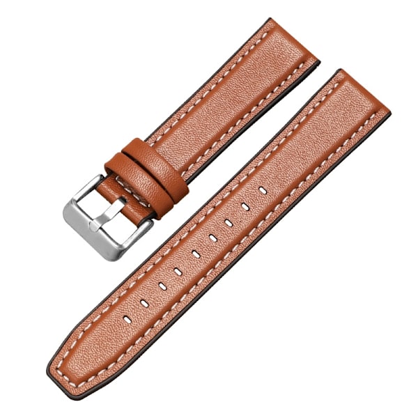 Klockarmband för Apple Watch iWatch Storlek 38-40-41mm GJTP-nål mönster ljusbrunt och vit linje-silver nålspänne