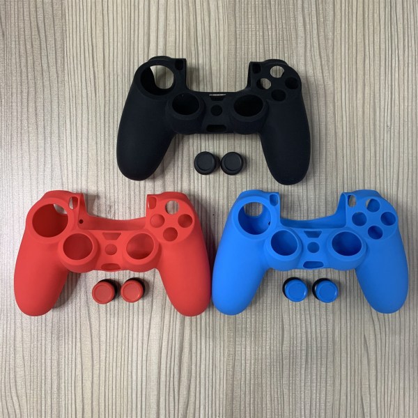 For PS4 Gamepad Beskyttelsesdeksel Høydeøkende hettesett P4 trådløst håndtak silikongummi Blue