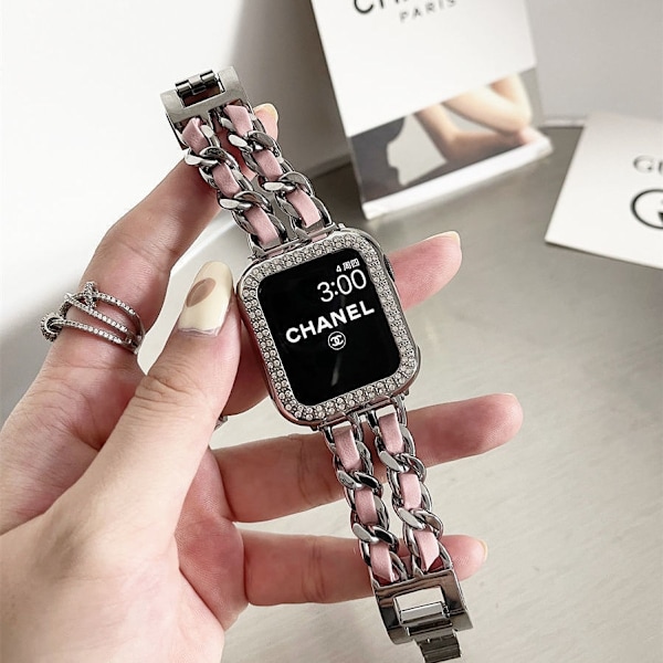 Kellon ranneke Apple Watch iWatch 38/40/41/ 10. sukupolvi 42mm universaali hopeajauhe iho