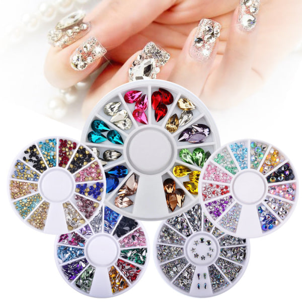 Nageldekorationer för Nail Art Rhinestone White Diamond Disc Ornament Peach Heart AB Diamond YX0071