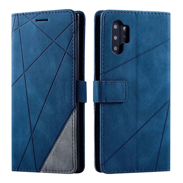 Etui til Samsung S22 plus blå Kreativ multifunktionel flip kort slots læder