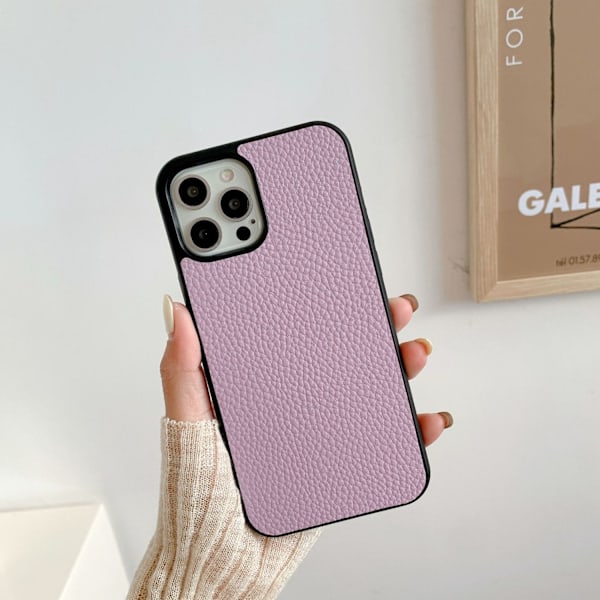 Etui til iPhone 13mini lilla lychee læder retro mønster