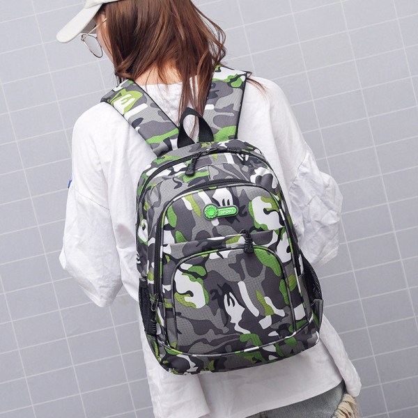 School Student Backpack College Bookbag Travel Bag Camouflage Large Capacity Outdoor Dark gray 30*14*45