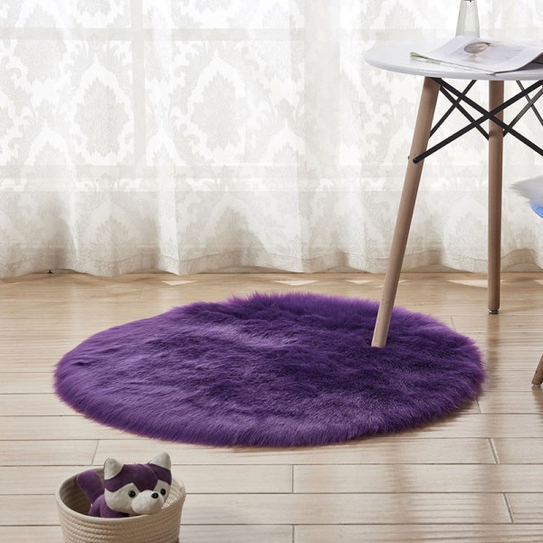 Bademåtte Skridsikret Absorberende Bruser Badetæppe Tæppe Plys Purple Diameter 50cm