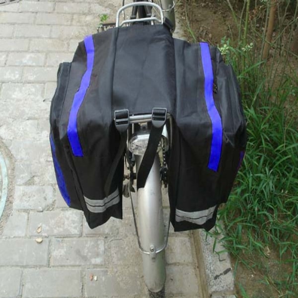 Polkupyörän maastopyörälaukku Pyörälaukun takateline Kaksi säilytyslaukkua Blue 24L