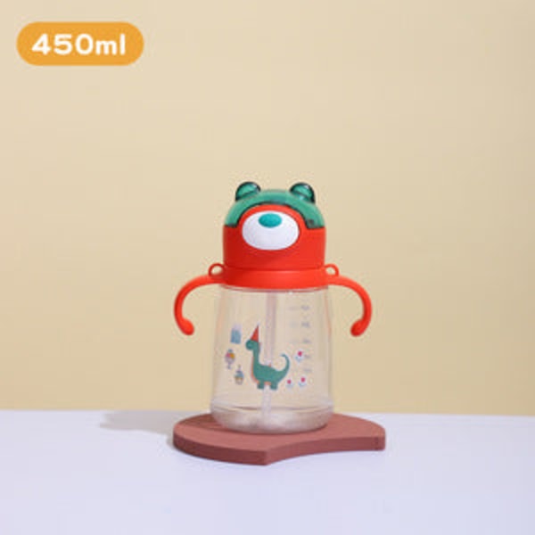 Børn vand drikkeflaske Sød til børn halm strop plastik bærbar Little red dinosaur 450-550ml