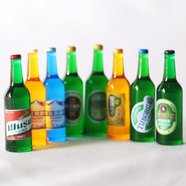 Miniatyrmöbler Leksak Doll House Gör-det-själv dekoration Tillbehör Mini öl Dryckesflaska Beer B NO.2