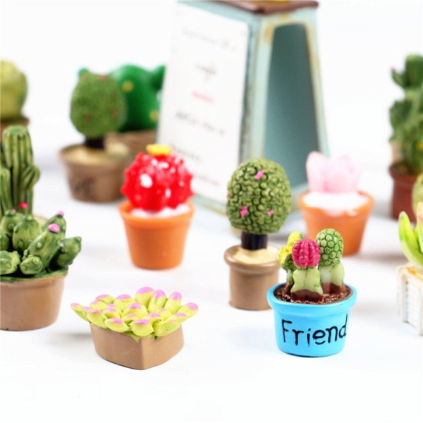 Miniatyrmøbler Leketøy Dukker Hus DIY-dekorasjon Tilbehør Minisimulering tegneserie sukkulentplanter Potte Cartoon succulent 3