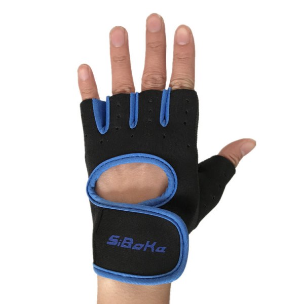 Naiset Miehet Pyöräilyhanskat Half Finger Outdoor Sports Hengittävä harjoitus Blue and Black L