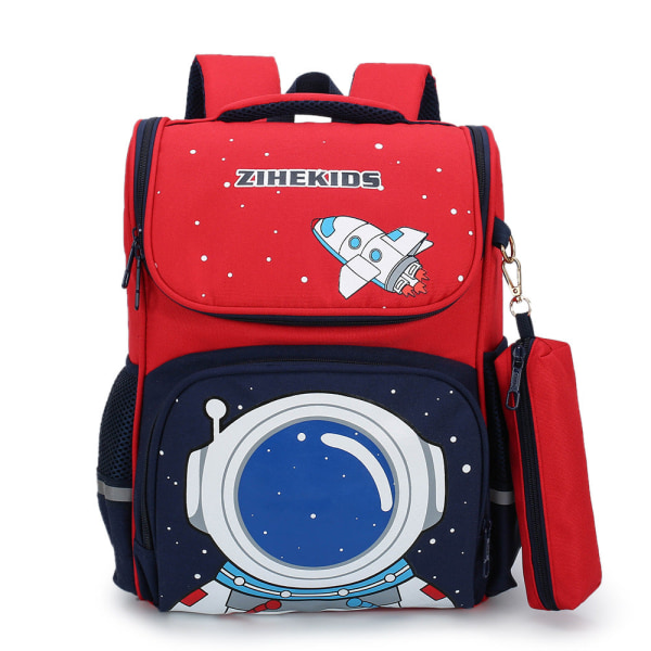 Space Planet Astronaut Grundskoletaske med Penalhus Red 26*13*37cm