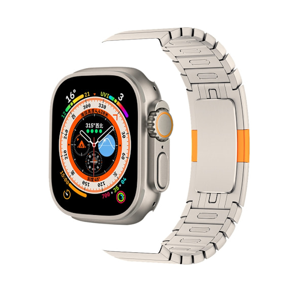 Kellon ranneke Apple Watch iWatch Titanium ja oranssi 1:1 nappiteräsvyö 42/44/45/46/49mm