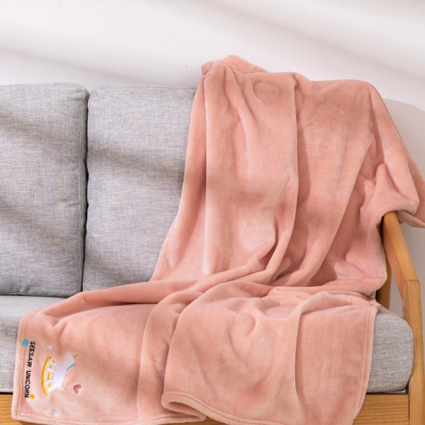 Tecknad broderimönster Flanell Luftkonditioneringsfilt Kontortupplursfilt Dark gray