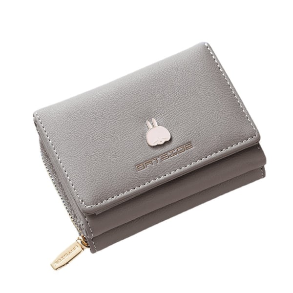 Women wallet coin purse Korean Style Square  Trifold Multifunctional Card Holder Hasp Zipper Cartoon Change Gray