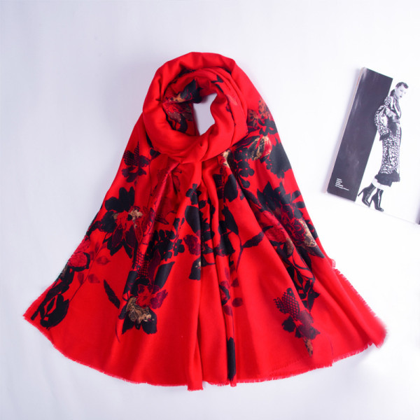 Kashmir jäljitelmä naisten syystalvi huivi peitto kääre huivi varasti lämmintä pehmeää eleganssia Red 200*80CM