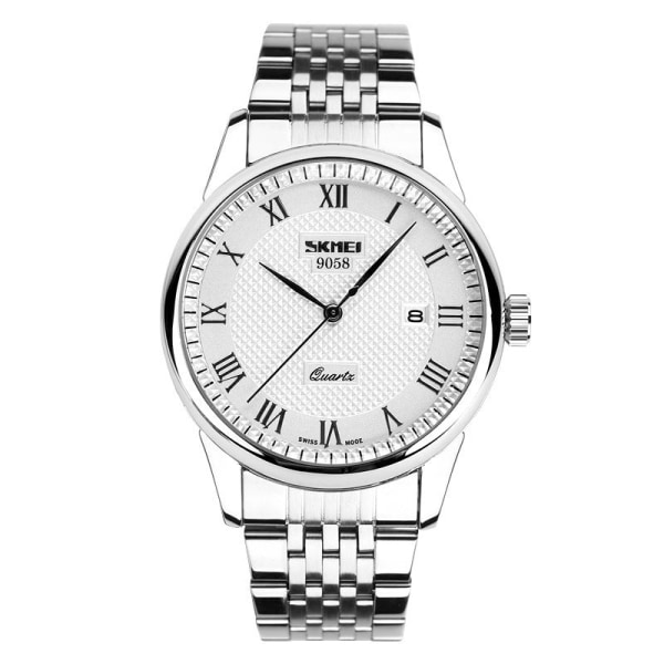Miesten kellot Klassinen Business Belt Quartz Watch Teräsrannekello Watch belt-silver A